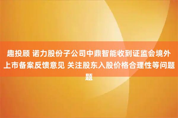 趣投顾 诺力股份子公司中鼎智能收到证监会境外上市备案反馈意见 关注股东入股价格合理性等问题